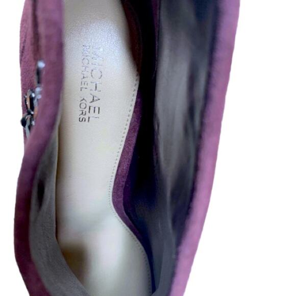 Michael Kors Suede Rhinestone Trim Peep-toe Heel Boots/Booties - Picture 4 of 8